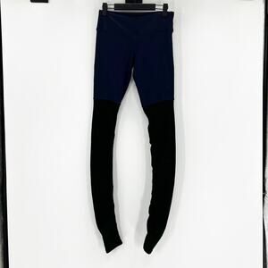 Alo Women's Navy Blue Black Colorblock Yoga Athletic Leggings Size S